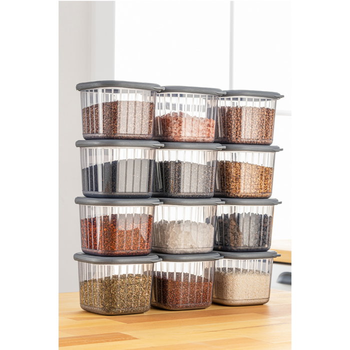 Hermia Set de 12 Cajas de Almacenaje Antracita